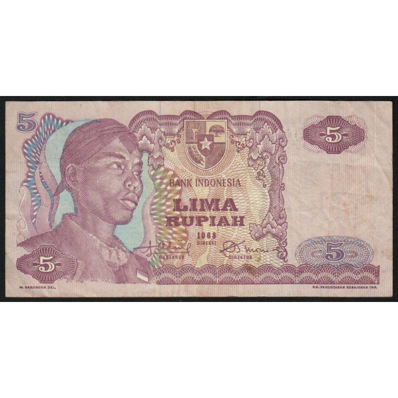 Indonésie - Pick 104a - 5 rupiah - 1968 - Etat : TB+