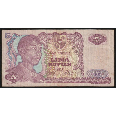 Indonésie - Pick 104a - 5 rupiah - 1968 - Etat : TB+