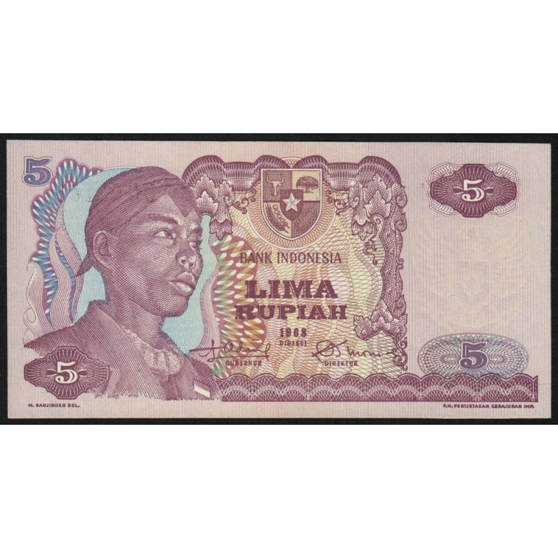 Indonésie - Pick 104a - 5 rupiah - 1968 - Etat : NEUF