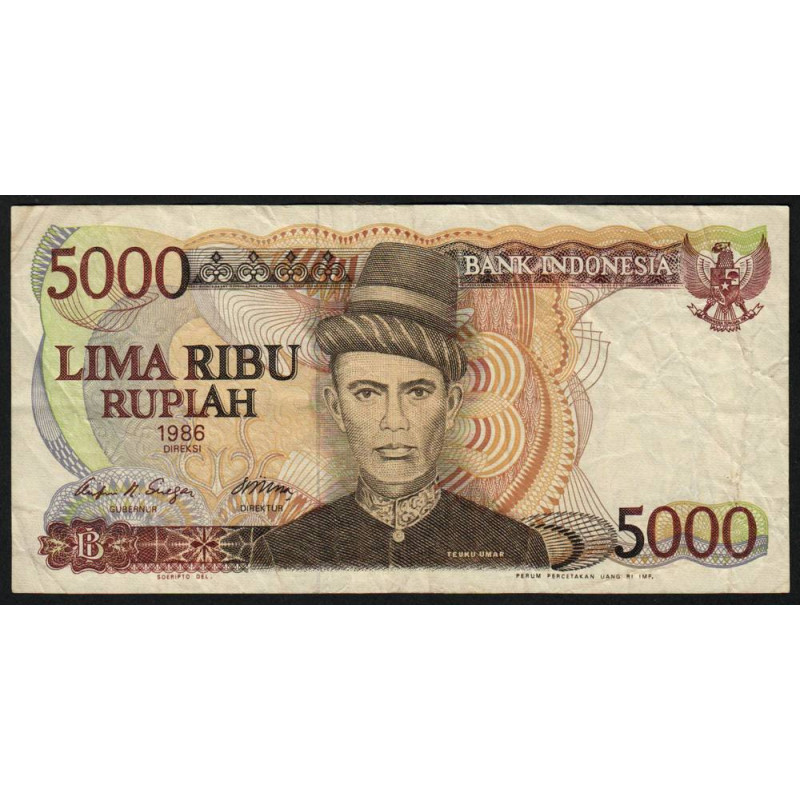 Indonésie - Pick 125a - 5'000 rupiah - 1986 - Etat : TB