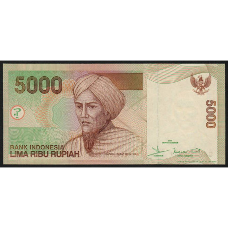 Indonésie - Pick 142c - 5'000 rupiah - Série QAL - 2001/2003 - Etat : NEUF