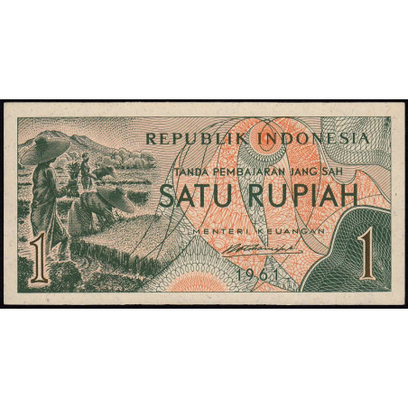 Indonésie - Pick 78r (remplacement) - 1 rupiah - 1961 - Etat : NEUF
