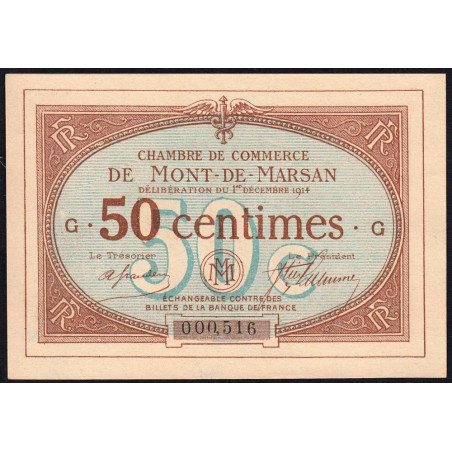 Mont-de-Marsan - Pirot 82-1 - 50 centimes - Série G - 01/12/1914 - Etat : pr.NEUF