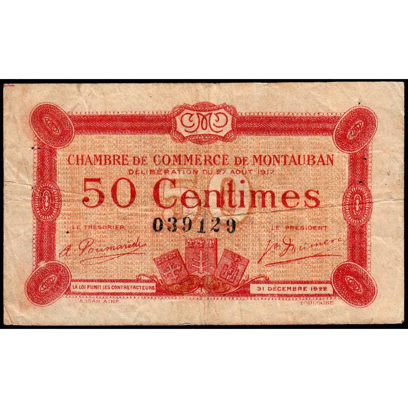 Montauban - Pirot 83-13 - 50 centimes - 1917 - Etat : TB