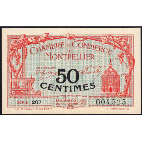 Montpellier - Pirot 85-22 - 50 centimes - Série 207 - 06/01/1921 - Etat : NEUF