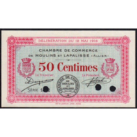 Moulins et Lapalisse - Pirot 86-2a - 50 centimes - Série 1.2 - 12/05/1916 - Spécimen - Etat : NEUF