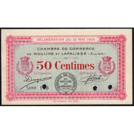 Moulins et Lapalisse - Pirot 86-2b - 50 centimes - Série 1.8 - 12/05/1916 - Spécimen - Etat : NEUF