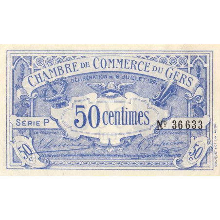 Auch (Gers) - Pirot 15-27 - 50 centimes - Série P - 06/07/1921 - Etat : SUP