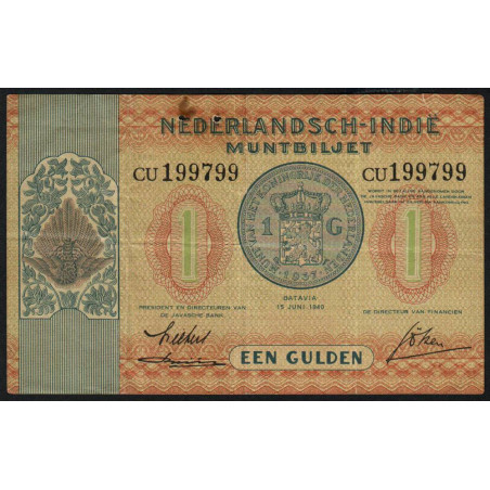 Indes Néerlandaises - Pick 108a - 1 gulden - 15/06/1940 - Etat : TB+