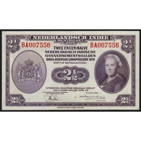 Indes Néerlandaises - Pick 112a1 - 2 1/2 gulden - 02/03/1943 - Etat : SPL