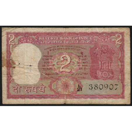 Inde - Pick 52 - 2 rupees - 1970 - Etat : B+