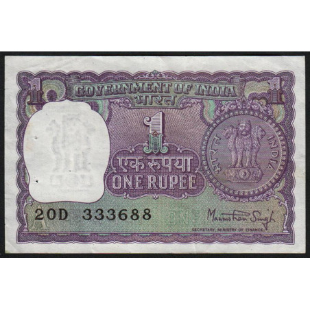 Inde - Pick 77v - 1 rupee - 1978 - Lettre A - Etat : TTB