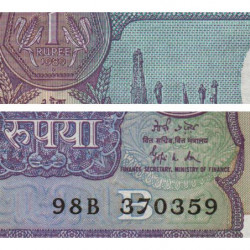 Inde - Pick 78Ad - 1 rupee - 1989 - Lettre B - Etat : SPL