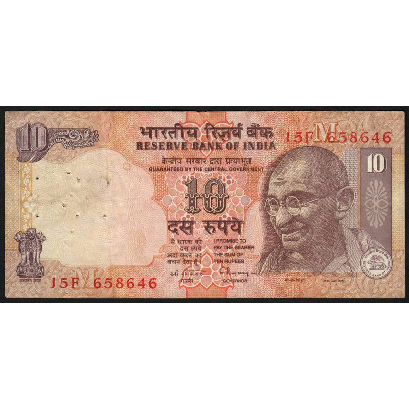 Inde - Pick 89c - 10 rupees - Série 15F - Lettre M - 1998 - Etat : TB+