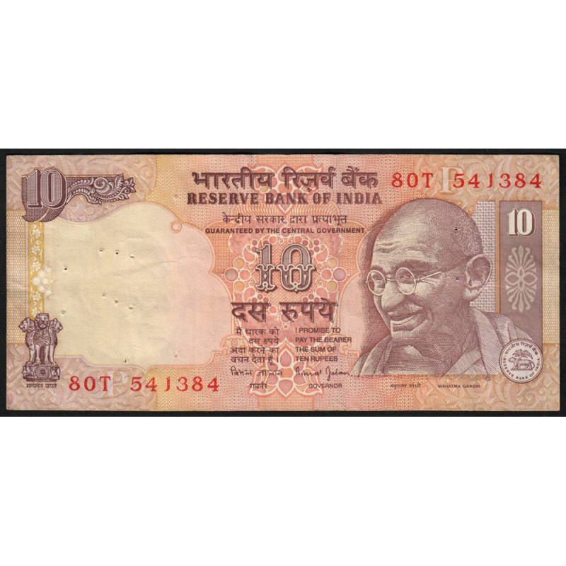 Inde - Pick 89j - 10 rupees - Série 80T - Lettre P - 2002 - Etat : TB+