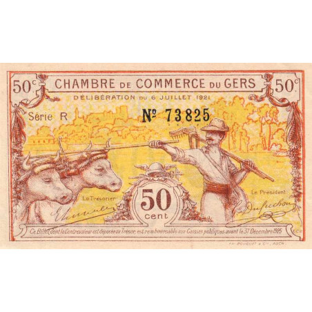 Auch (Gers) - Pirot 15-29 - 50 centimes - Série R - 06/07/1921 - Etat : SUP+