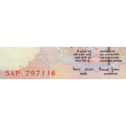 Inde - Pick 94b -1'000 rupees - Série 5AP - Lettre A - 2000 - Etat : pr.NEUF