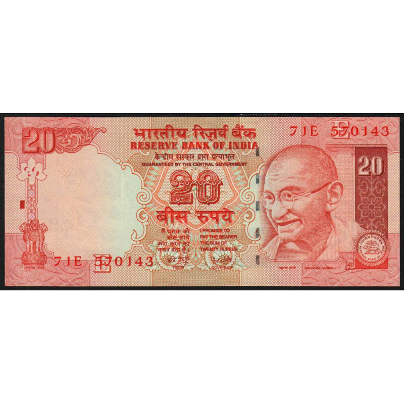 Inde - Pick 96b_2 - 20 rupees - Série 71E - Lettre E - 2007 - Etat : NEUF