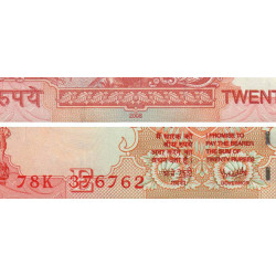 Inde - Pick 96f - 20 rupees - 2008 - Lettre E - Etat : NEUF
