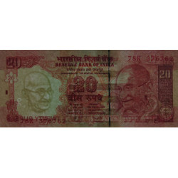 Inde - Pick 96c_2 - 20 rupees - Série 78K - Lettre E - 2008 - Etat : NEUF