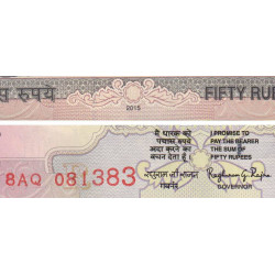 Inde - Pick 104f_3 - 50 rupees - Série 8AQ - Lettre R - 2015 - Etat : NEUF