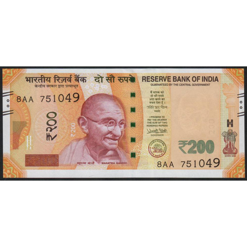 Inde - Pick 113a_1 - 200 rupees - Série 8AA - Sans lettre - 2017 - Etat : NEUF