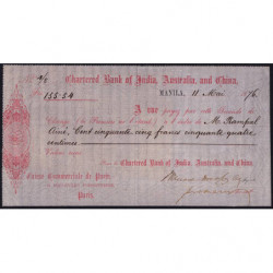 Chartered Bank of India, Australia and China - Manille - 155 francs - 1876 - Etat : SUP+