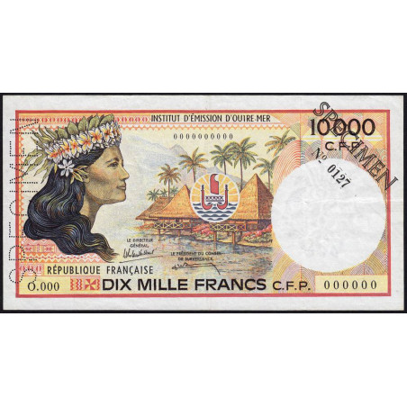Territoire Français du Pacifique - Pick 4as - 10'000 francs - Série O.000 - 1986 - Spécimen - Etat : TTB+