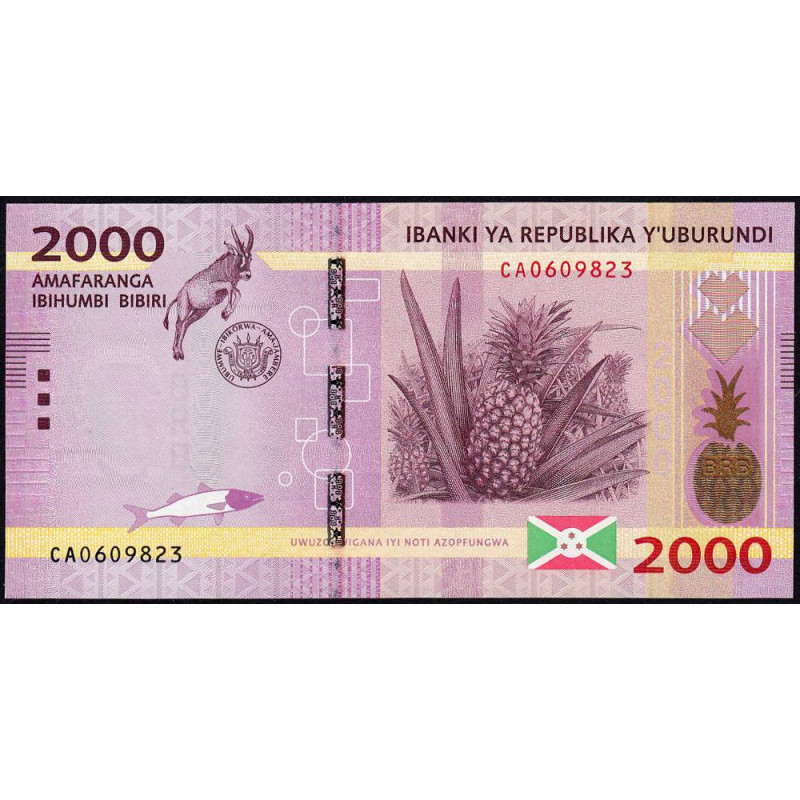 Burundi - Pick 52a - 2'000 francs - Série CA - 15/01/2015 - Etat : NEUF