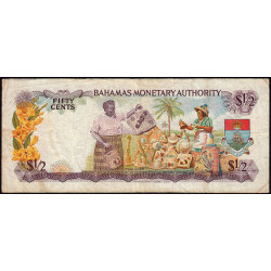 Bahamas - Pick 26 - 1/2 dollar - Série D - Loi 1968 - Etat : TB