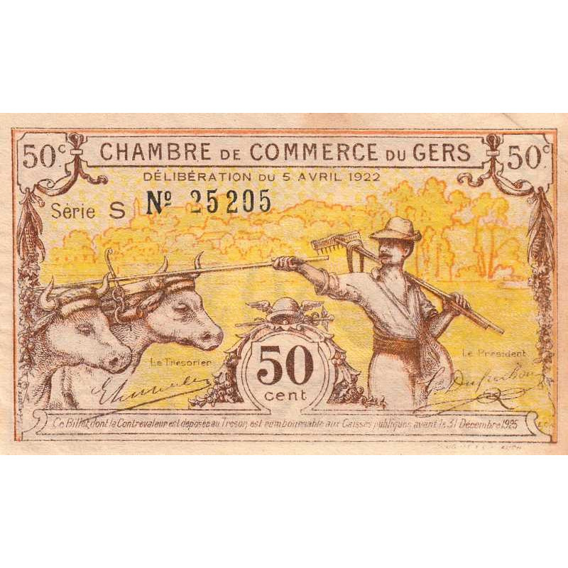 Auch (Gers) - Pirot 15-34 - 50 centimes - Série S - 05/04/1922 - Etat : SUP
