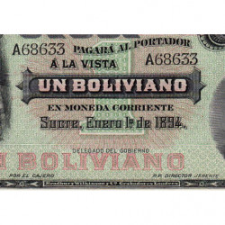 Bolivie - Pick S 231 - 1 boliviano - 01/01/1894 - Série A - Etat : NEUF