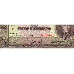Bolivie - Pick 138a_4 - 5 bolivianos - Série F - Loi 1945 (1954) - Etat : NEUF