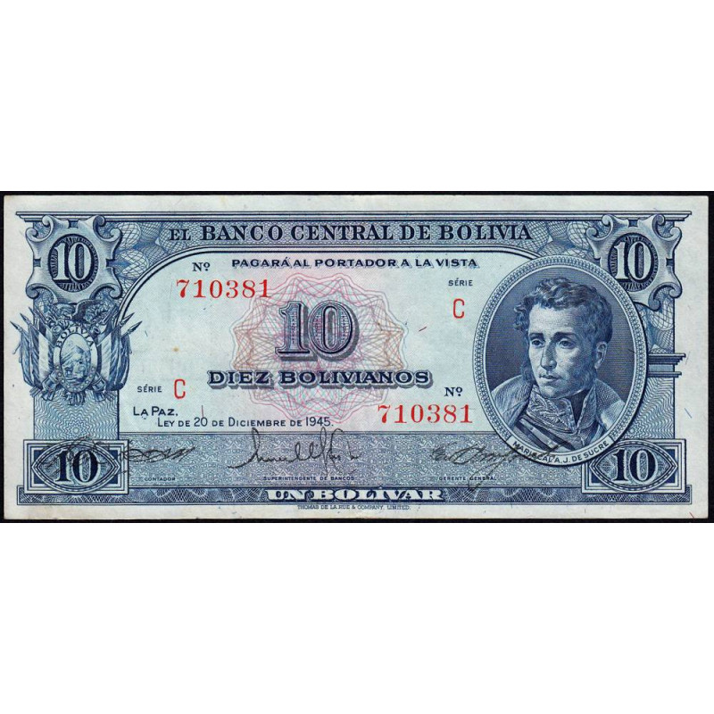 Bolivie - Pick 139c - 10 bolivianos - Série C - Loi 1945 (1952) - Etat : pr.NEUF