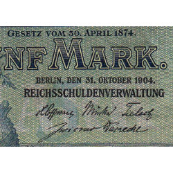Allemagne - Pick 8a - 5 mark - 31/10/1904 - Série Q - Etat : TTB