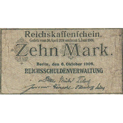 Allemagne - Pick 9b - 10 mark - 06/10/1906 - Série U - Etat : B