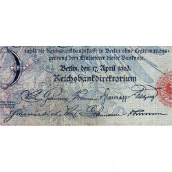 Allemagne - Pick 22 - 100 mark - 17/04/1903 - Lettre H - Série D - Etat : TB-