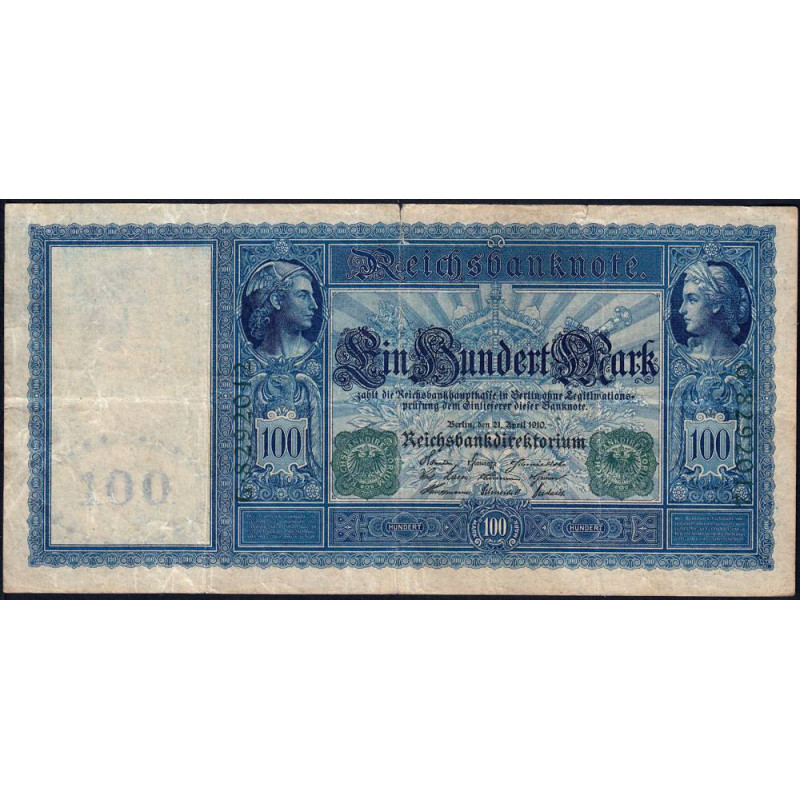 Allemagne - Pick 43 - 100 mark - 21/04/1910 (1918) - Série G - Etat : TB+
