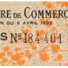 Auch (Gers) - Pirot 15-37 - 1 franc - Série S - 05/04/1922 - Etat : TTB