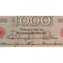 Allemagne - Pick 44b - 1'000 mark - 21/04/1910 - Lettre L - Série G - Etat : B+