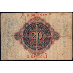 Allemagne - Pick 46b - 20 mark - 19/02/1914 - Lettre P - Série K - Etat : TB-