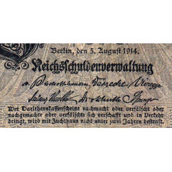 Allemagne - Pick 47c - 5 mark - 05/08/1914 - Série Z - Etat : TB-