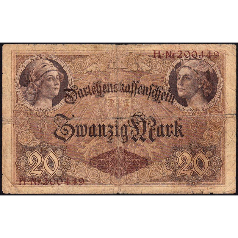 Allemagne - Pick 48a - 20 mark - 05/08/1914 - Série H - Etat : B+