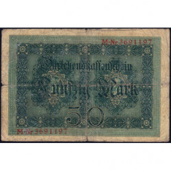 Allemagne - Pick 49b - 50 mark - 05/08/1914 - Série M - Etat : B+