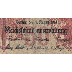 Allemagne - Pick 49b - 50 mark - 05/08/1914 - Série M - Etat : B+