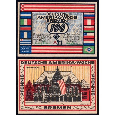 Allemagne - Notgeld - Bremen - 100 pfennig - Série A - 1923 - Etat : SPL