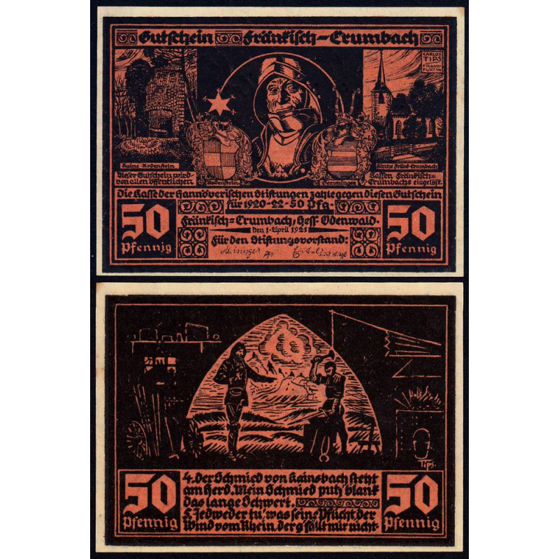 Allemagne - Notgeld - Fränkisch-Crumbach - 50 pfennig - 01/04/1921 - Etat : SPL