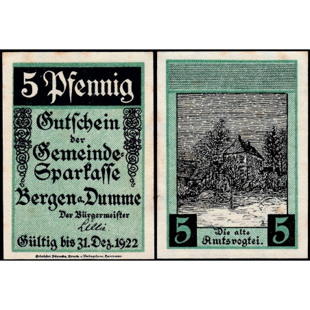 Allemagne - Notgeld - Bergen an der Dumme - 5 pfennig - 1921 - Etat : SPL