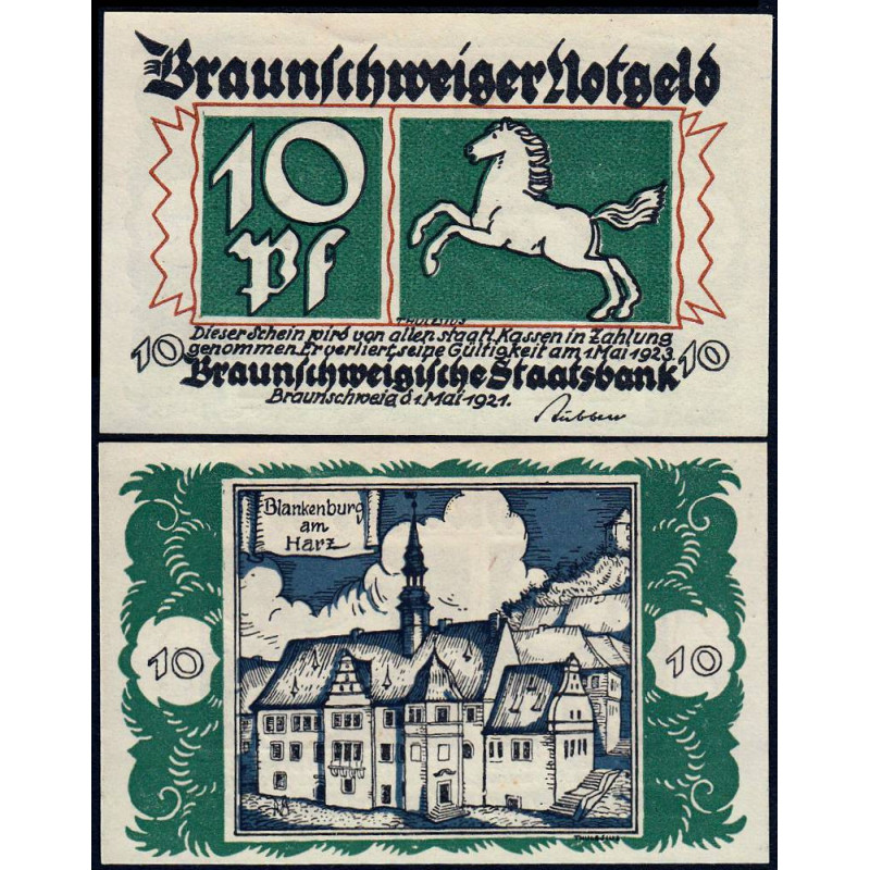 Allemagne - Notgeld - Braunschweig - 10 pfennig - Série 4 - Type c - 01/05/1921 - Etat : SPL
