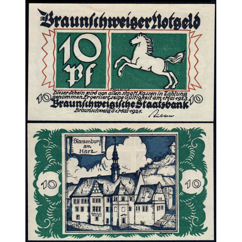 Allemagne - Notgeld - Braunschweig - 10 pfennig - Série 4 - Réf. c - 01/05/1921 - Etat : SPL